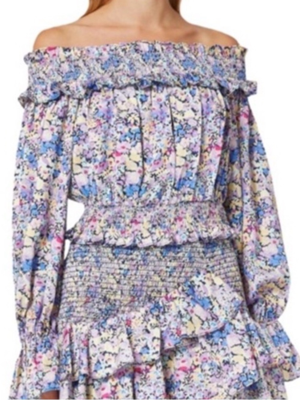 Elliatt Catalina Top Only Sz XS Off-Shoulder Floral Ruffle